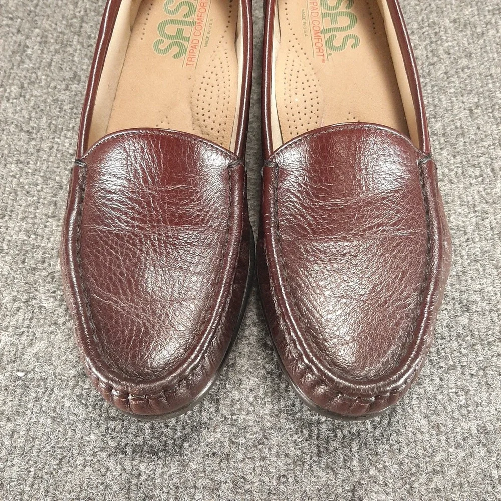 SAS Tripad Comfort Slip On Loafers Women's Size 8.5N Burgundy Pebble Grain